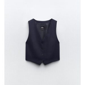 Zara Dark Blue Striped Vest